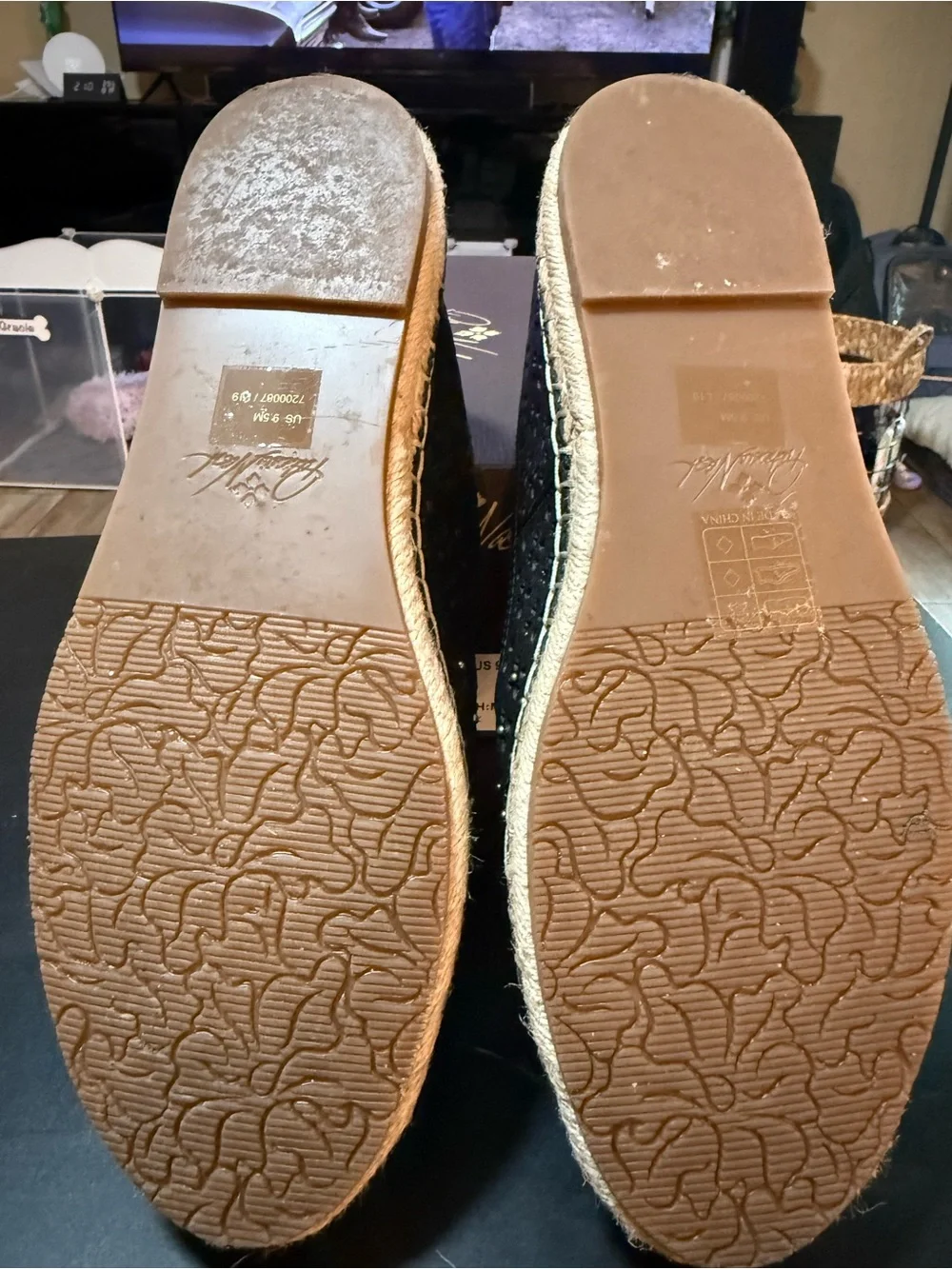 Patricia Nash Black Perforated Espadrille Slip-Ons